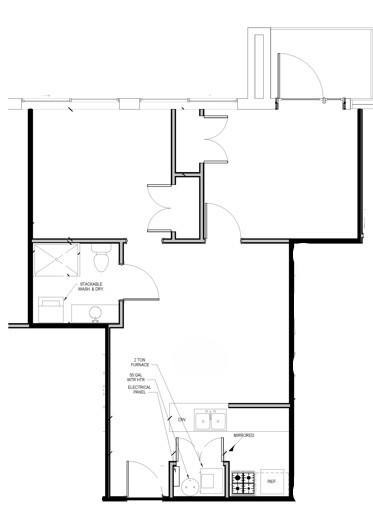 Floor plan for 2 beds, 1 bath